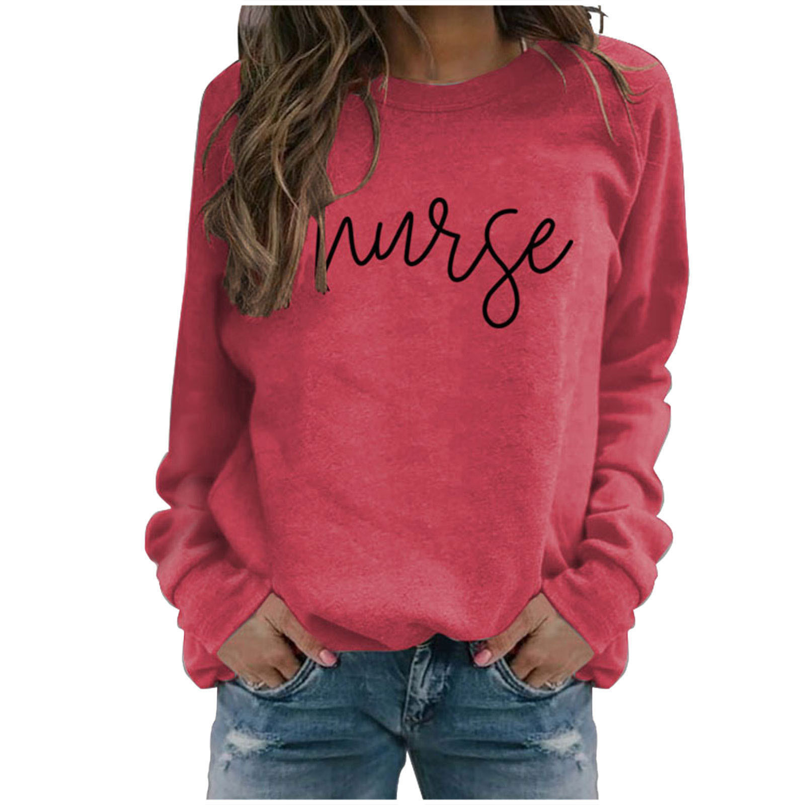 Kayannuo Clearance Womens Tops Long Sleeve Round Neck Christmas Print Women Long Sleeve Christmas T-shirt Women's Nurse Christmas Printed Long Sleeved Round Neck Sweater